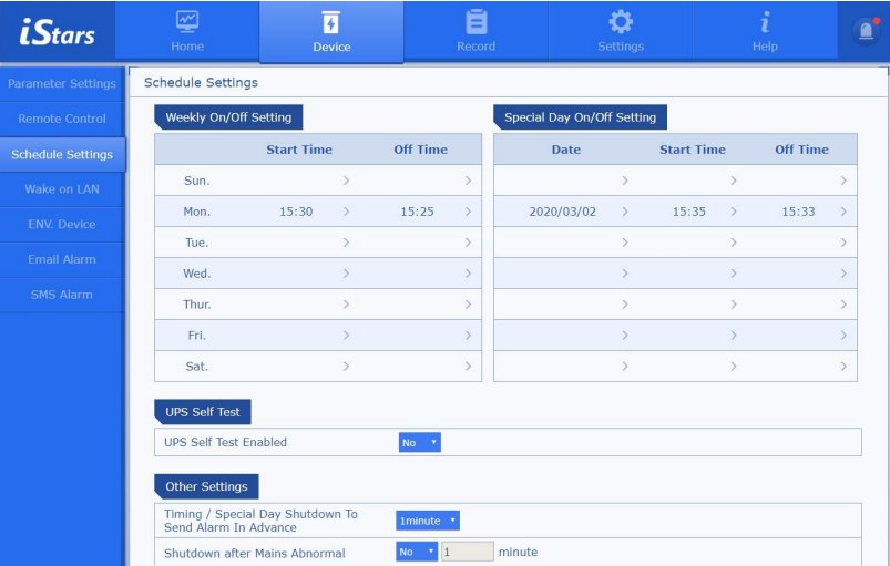 تنظیمات زمان بندی نظارت به یو پی اس با کارت snmp